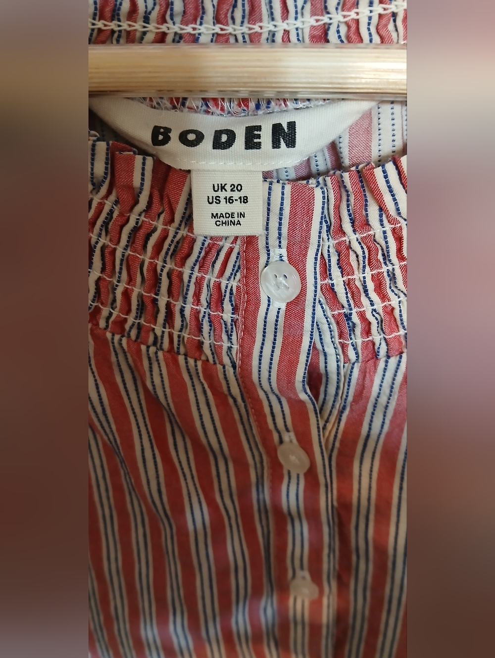 Women's Boden Striped Balloon Sleeve Top Size 16/18 - Picture 2 of 5